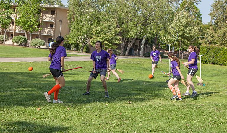 Harvey Mudd Students during Quidditch Practice.